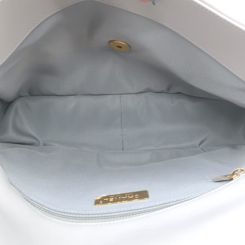 Chanel 19 20P Large Flap Bag Grey Quilted Leather Crossbody NEW
