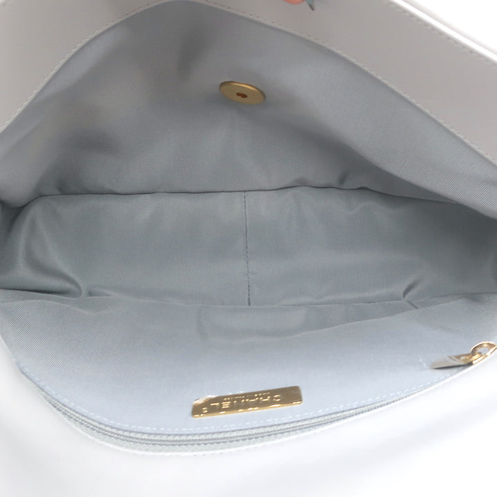 Chanel 19 20P Large Flap Bag Grey Quilted Leather Crossbody NEW