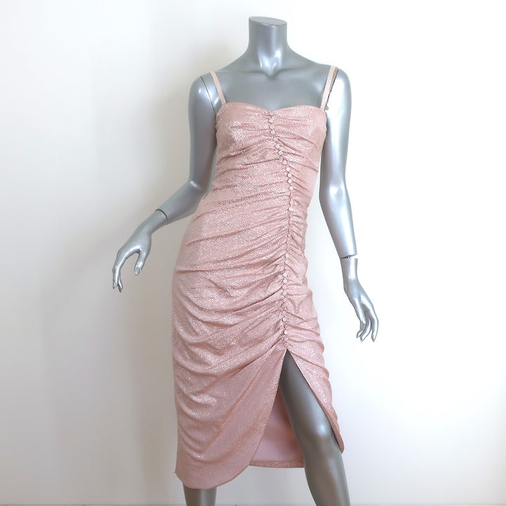 Jonathan Simkhai Metallic Ruched Bustier Midi Dress Pink Size 2