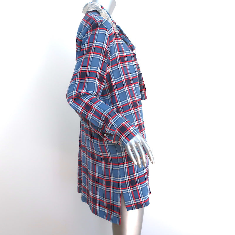 Marc Jacobs Sequined Collar Shirtdress Blue Plaid Size 4 Long Sleeve M Celebrity Owned Marc Jacobs Sequined Collar Shirtdress Blue Plaid Size 4 Long Sleeve M Celebrity Owned