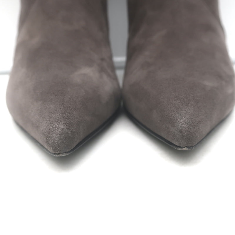 Saint Laurent Paris Pointed Toe Booties Dark Anthracite Suede Size 41