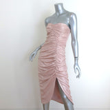 Jonathan Simkhai Metallic Ruched Bustier Midi Dress Pink Size 2