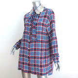 Marc Jacobs Sequined Collar Shirtdress Blue Plaid Size 4 Long Sleeve Mini Dress