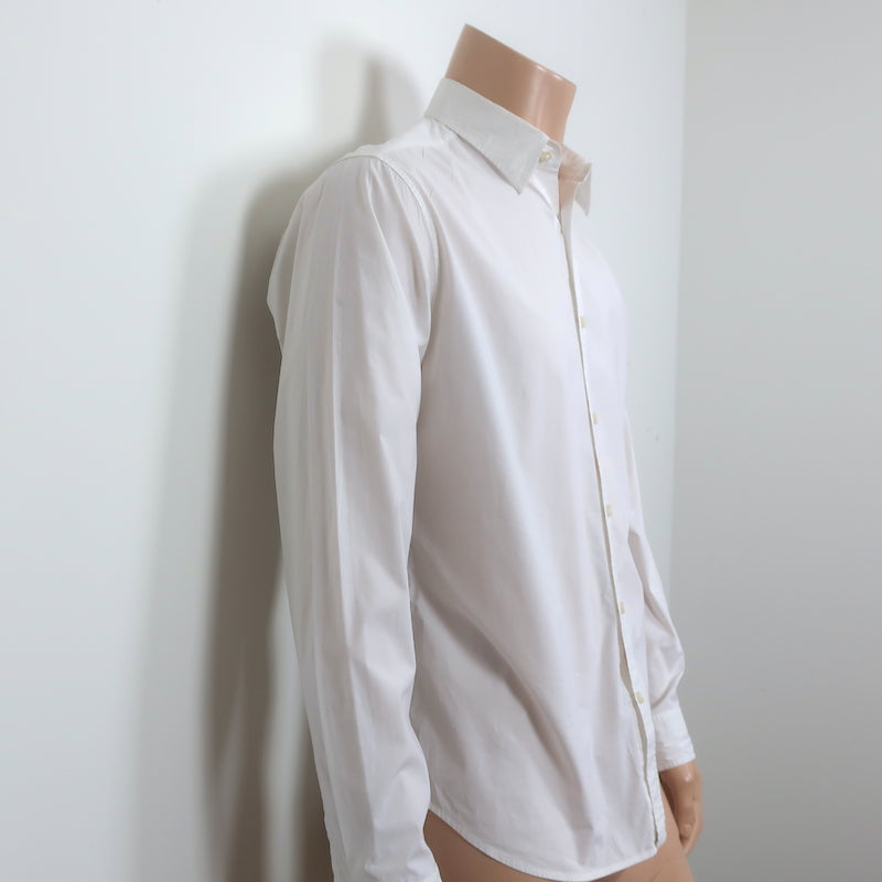 Theory Long Sleeve Button Down Shirt White Cotton Size Large