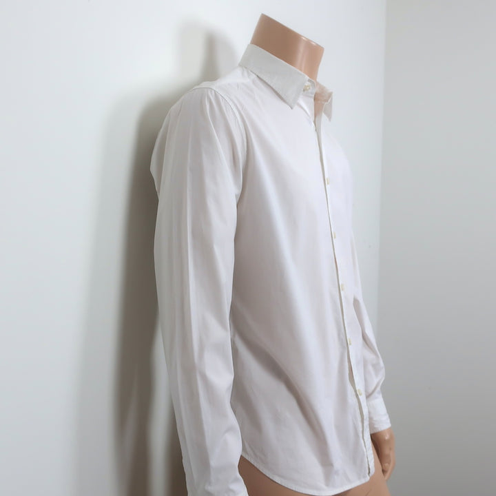 Theory Long Sleeve Button Down Shirt White Cotton Size Large