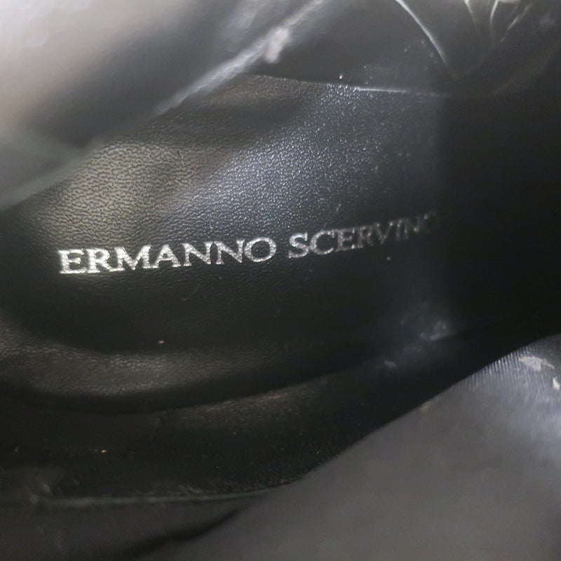 Ermanno Scervino Pierced Thigh High Boots Black Leather Size 38