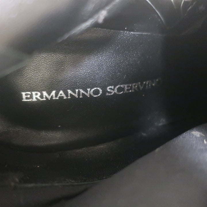 Ermanno Scervino Pierced Thigh High Boots Black Leather Size 38