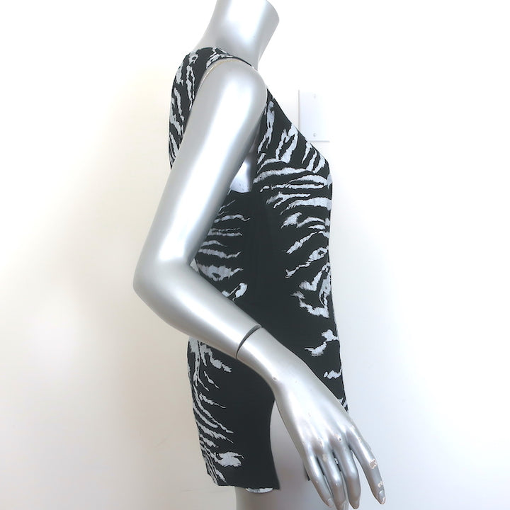 Saint Laurent Zebra Print Tank Top Black Size Large Sleeveless V-Neck Blouse