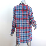 Marc Jacobs Sequined Collar Shirtdress Blue Plaid Size 4 Long Sleeve Mini Dress