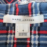 Marc Jacobs Sequined Collar Shirtdress Blue Plaid Size 4 Long Sleeve Mini Dress