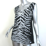 Saint Laurent Zebra Print Tank Top Black Size Large Sleeveless V-Neck Blouse
