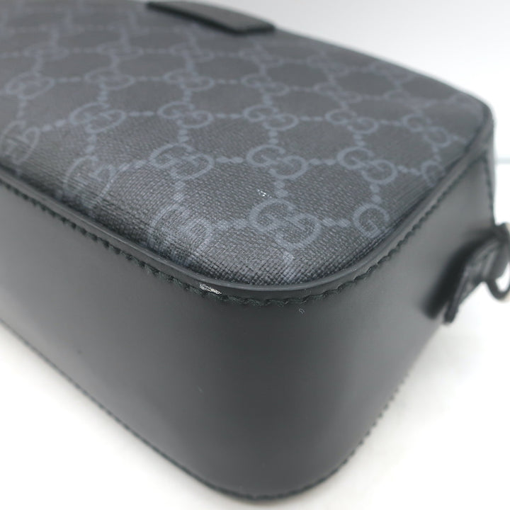 Gucci Small GG Supreme Crossbody Camera Bag Black Monogram Canvas &amp; Leather