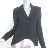 Escada Pleated-Back High Low Blazer Black Wool-Blend Size 36 Three-Button Jacket