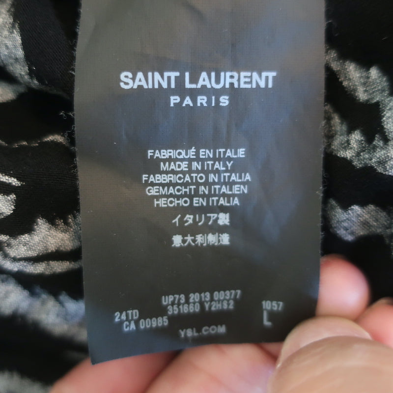 Saint Laurent Zebra Print Tank Top Black Size Large Sleeveless V-Neck Blouse