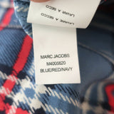 Marc Jacobs Sequined Collar Shirtdress Blue Plaid Size 4 Long Sleeve Mini Dress