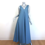 Brunello Cucinelli Monili-Shoulder Belted Midi Dress Blue Cotton Size Medium