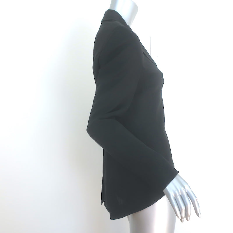 Escada Pleated-Back High Low Blazer Black Wool-Blend Size 36 Three-Button Jacket