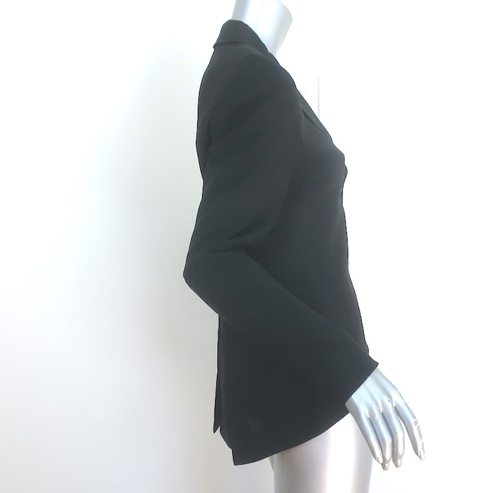Escada Pleated-Back High Low Blazer Black Wool-Blend Size 36 Three-Button Jacket