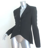 Escada Pleated-Back High Low Blazer Black Wool-Blend Size 36 Three-Button Jacket