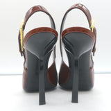 Saint Laurent Lee Slingback Pumps Chestnut Patent Leather Size 38.5 NEW