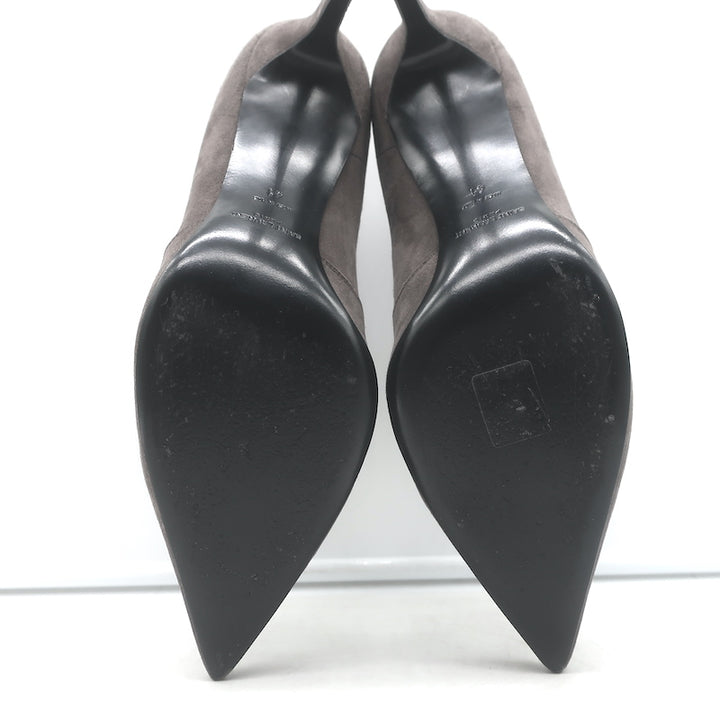 Saint Laurent Paris Pointed Toe Booties Dark Anthracite Suede Size 41