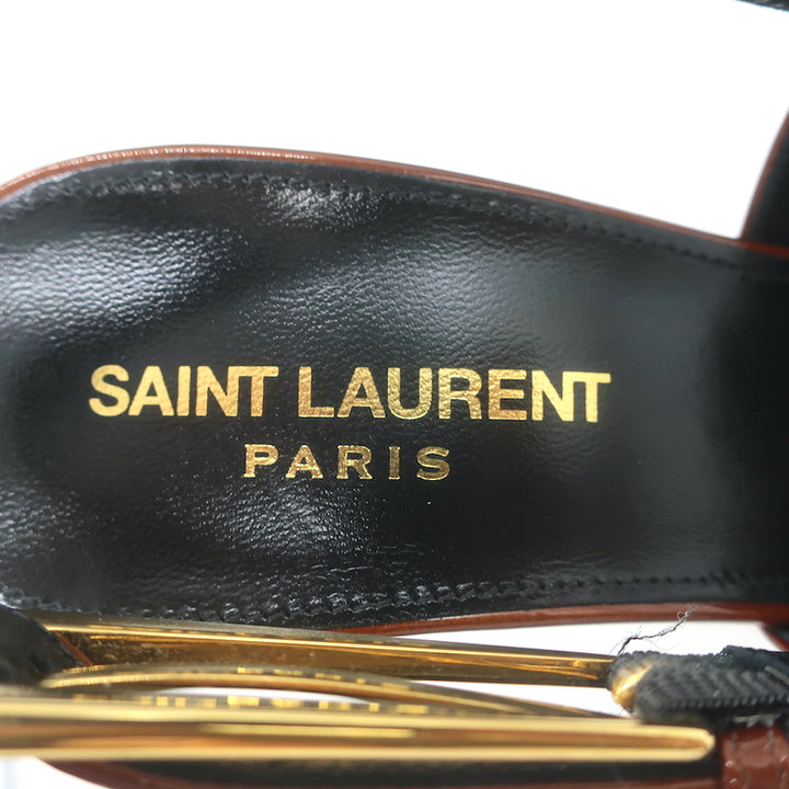 Saint Laurent Lee Slingback Pumps Chestnut Patent Leather Size 38.5 NEW