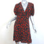 STAUD Milla Short Sleeve Dress Black Poppy Field Print Crepe Size 10