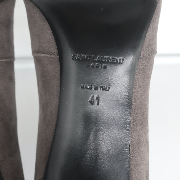 Saint Laurent Paris Pointed Toe Booties Dark Anthracite Suede Size 41