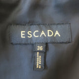 Escada Pleated-Back High Low Blazer Black Wool-Blend Size 36 Three-Button Jacket