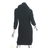 Malo Cashmere Sweater Dress Black Size 44 Cowl Neck 3/4 Sleeve