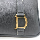 Vintage Christian Dior Small D Clutch Black Grained Leather