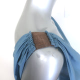 Brunello Cucinelli Monili-Shoulder Belted Midi Dress Blue Cotton Size Medium