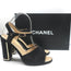 Chanel 16P Ankle Strap Sandals Black Suede Size 38 Gold-Trimmed Heels