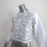 Valentino Lace Sweatshirt White Cotton-Blend Size Small Cropped Pullover