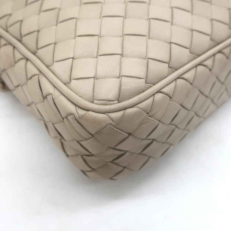 Vintage Bottega Veneta Intrecciato Small Front-Pocket Crossbody Bag Bone
