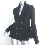 Alexander McQueen Double Breasted Knit Peplum Jacket Black Size Small