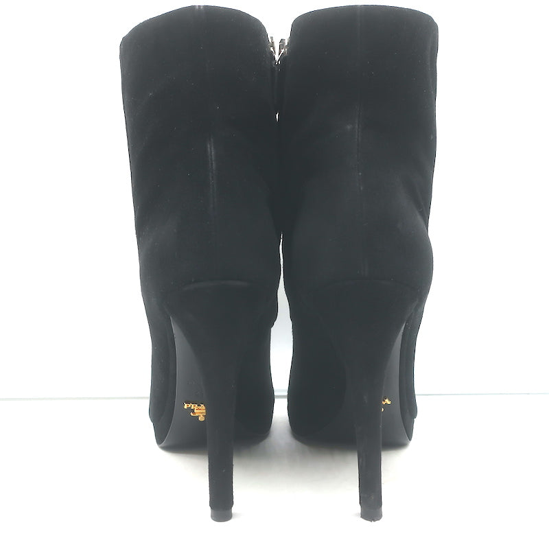 Prada Platform Ankle Boots Black Suede Size 41.5