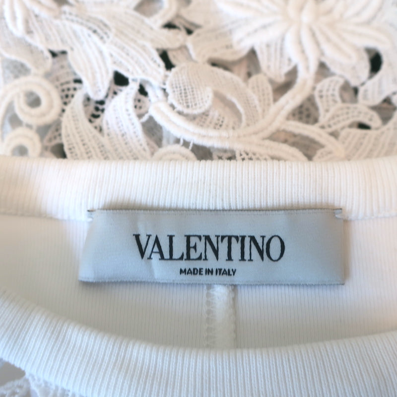 Valentino Lace Sweatshirt White Cotton-Blend Size Small Cropped Pullover