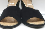 Chanel 16P Ankle Strap Sandals Black Suede Size 38 Gold-Trimmed Heels