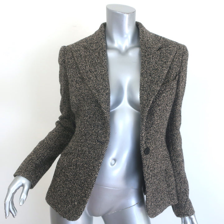 Ralph Lauren Collection Tweed Blazer Taupe/Black Cashmere-Blend Size 6