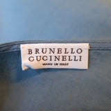 Brunello Cucinelli Monili-Shoulder Belted Midi Dress Blue Cotton Size Medium