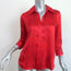L'Agence Dani Blouse Red Chain Print Silk Size Extra Small Button-Up Top