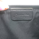 Vintage Christian Dior Small D Clutch Black Grained Leather