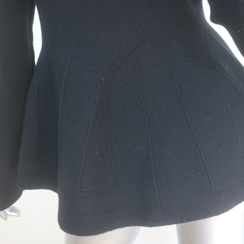 Alexander McQueen Double Breasted Knit Peplum Jacket Black Size Small