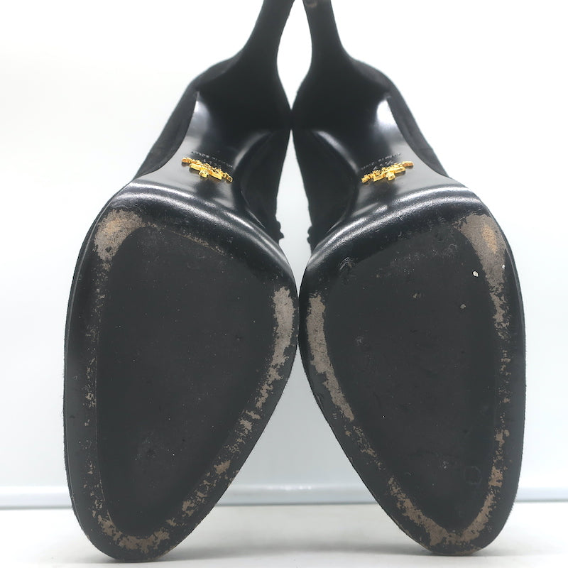 Prada Platform Ankle Boots Black Suede Size 41.5