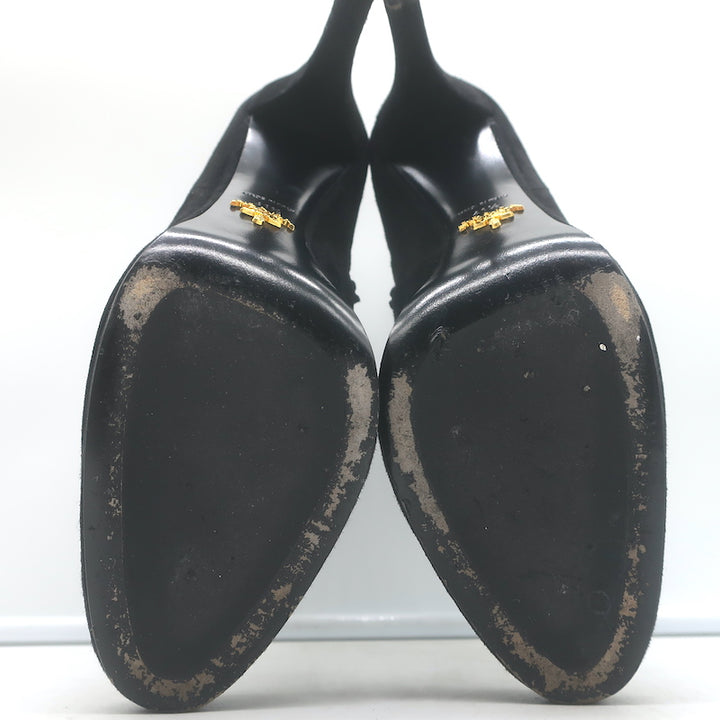 Prada Platform Ankle Boots Black Suede Size 41.5