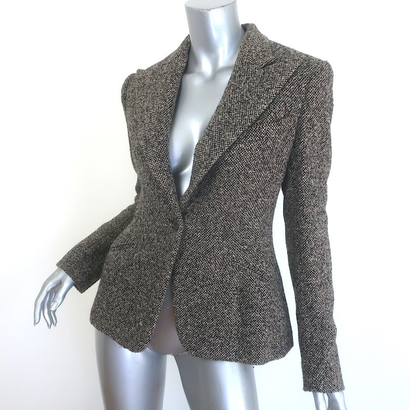 Ralph Lauren Collection Tweed Blazer Taupe/Black Cashmere-Blend Size 6