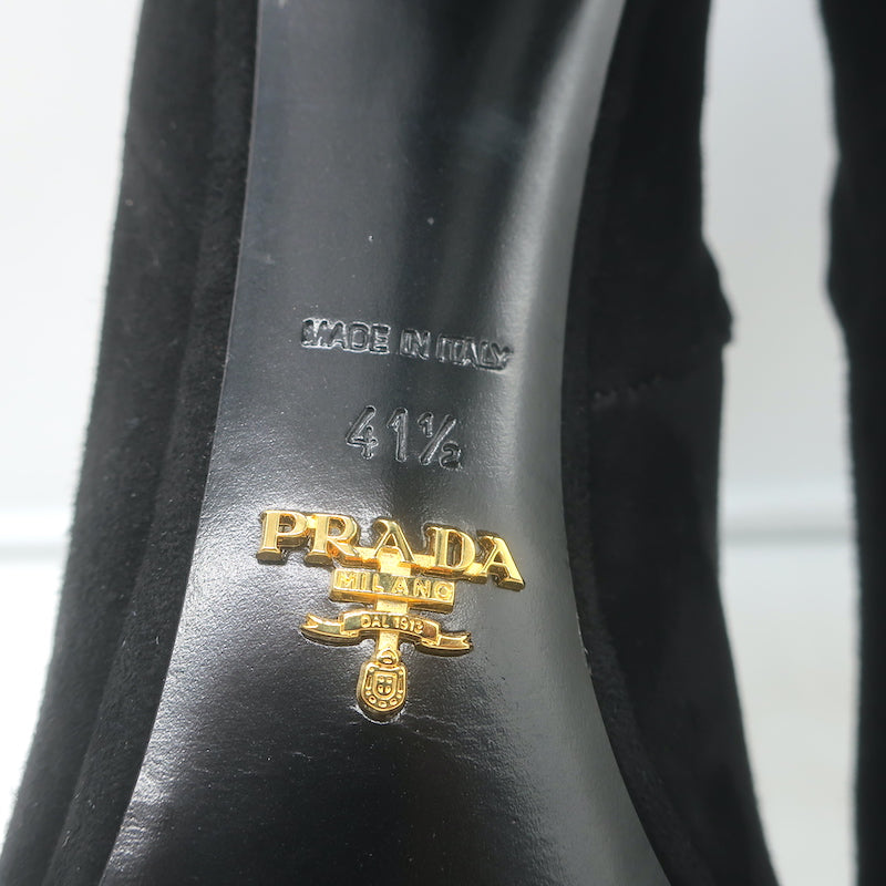 Prada Platform Ankle Boots Black Suede Size 41.5