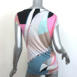 Emilio Pucci Zip-Shoulder Top Multicolor Printed Stretch Jersey Size US 6