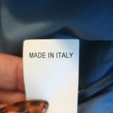 Brunello Cucinelli Monili-Shoulder Belted Midi Dress Blue Cotton Size Medium